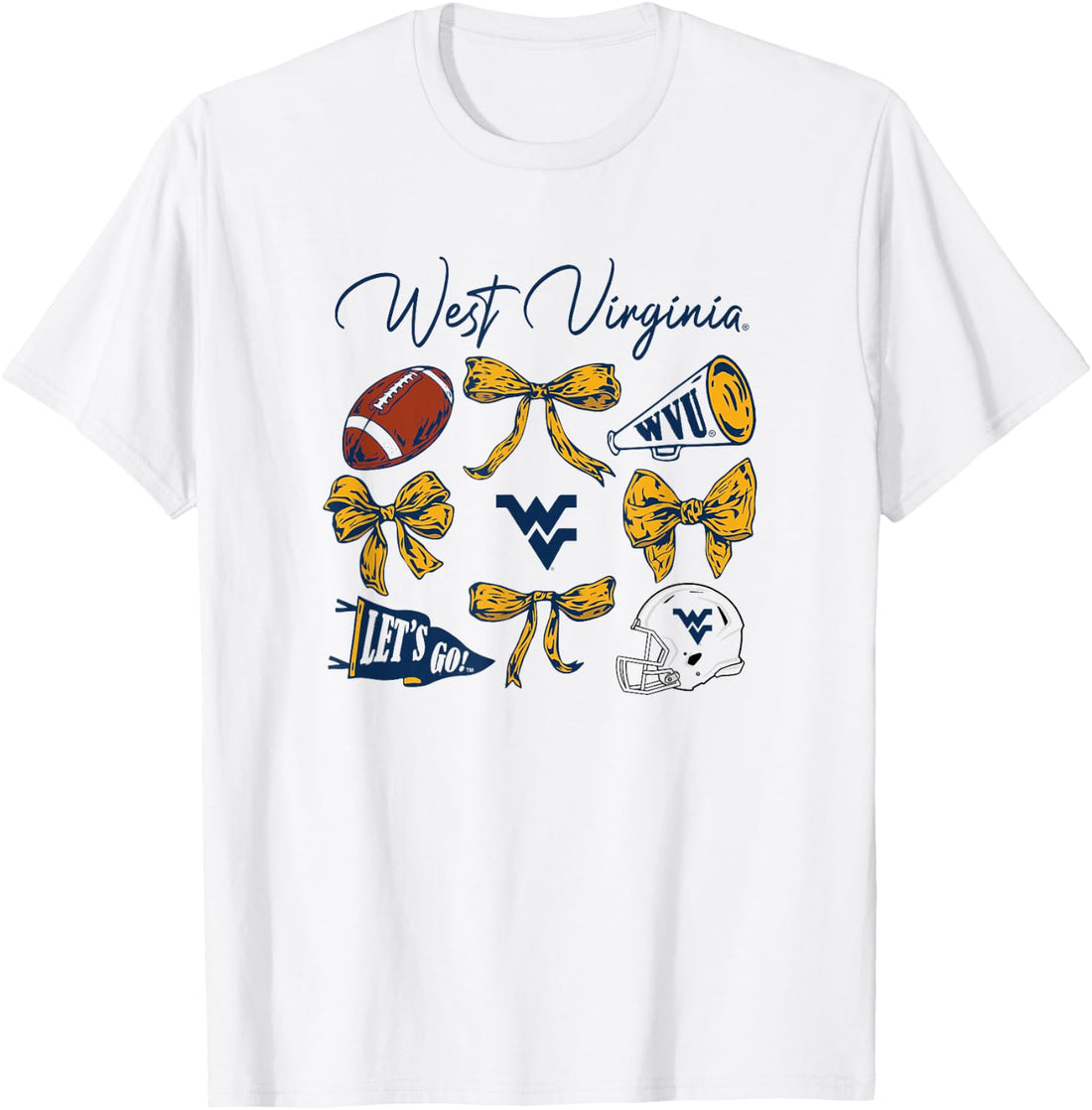 West Virginia Mountaineers Football Bows White T-Shirt