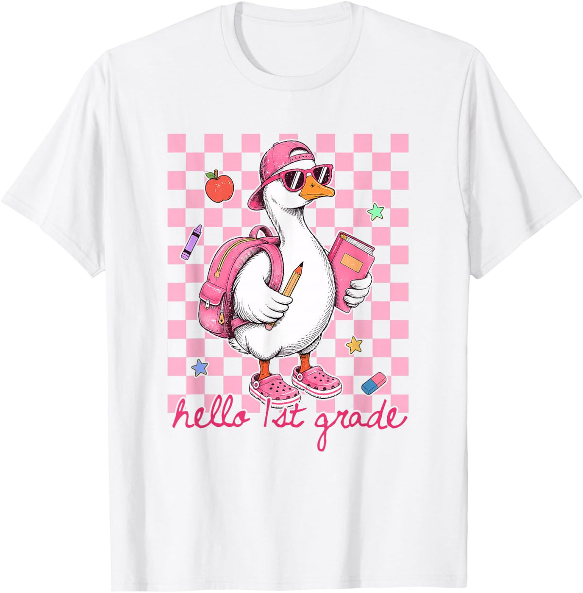 Hello First Grade Silly Goose 1st Grade Student Girls Kids T-Shirt