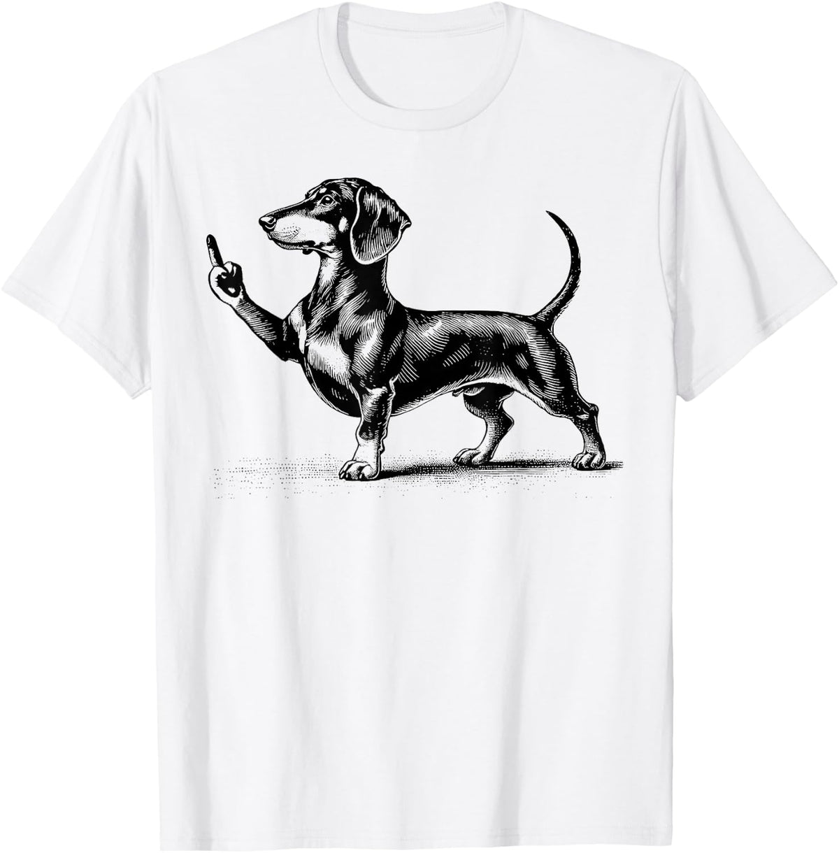 Black Dachshund with Middle Finger T-Shirt