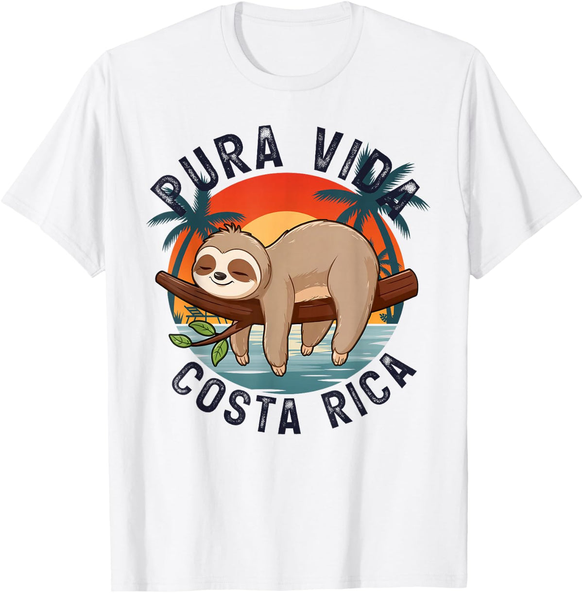Pura Vida Beach Costa Rica Tropical Sunset Nature Cute Sloth T-Shirt