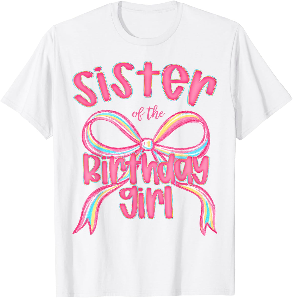 Sister of The Birthday Girl Pink Coquette Bow Preppy T-Shirt