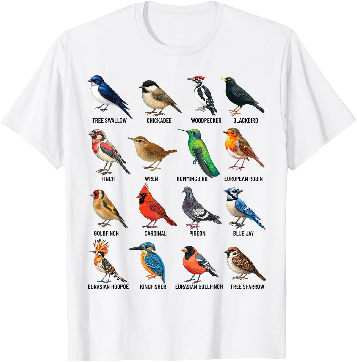 Garden Birds Ornithology Nature Educational Boys Girls Kids T-Shirt