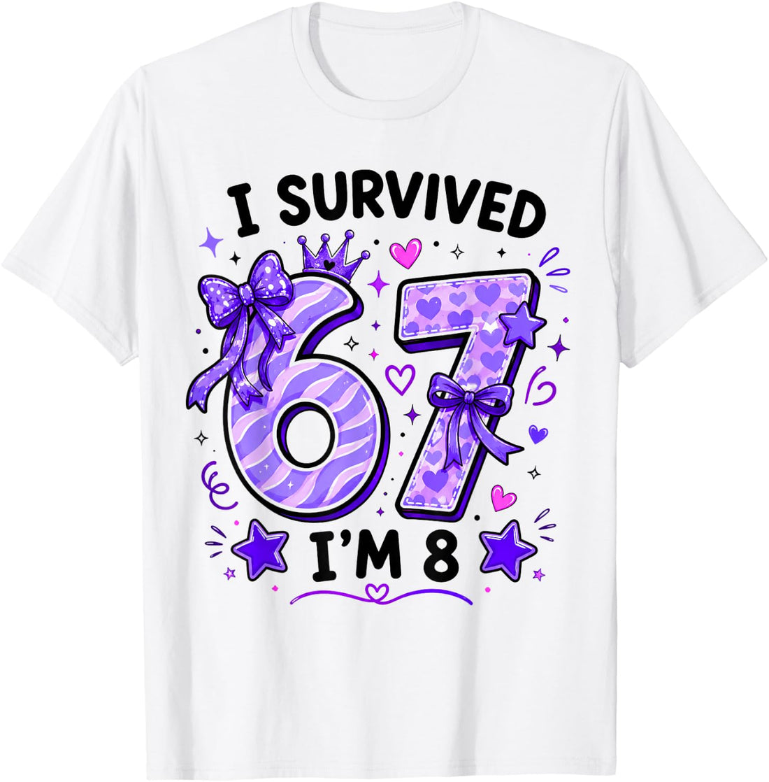 8th Birthday I Survived 6 7 Now I’m 8 Girls Birthday T-Shirt