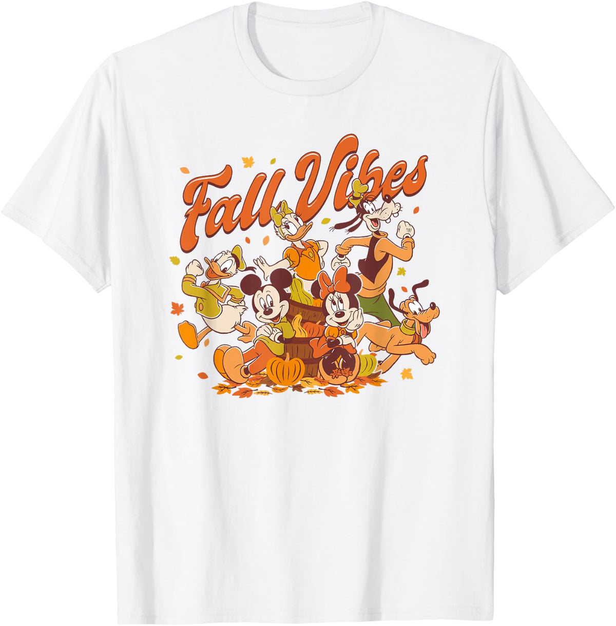 Disney Mickey & Friends Fall Vibes Group Shot Big Chest Logo T-Shirt