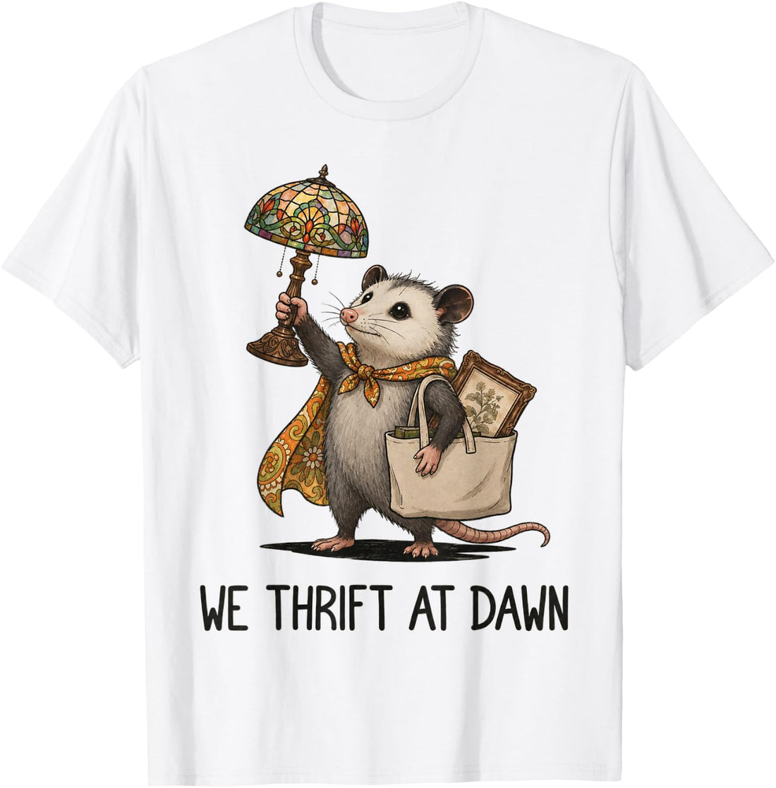 We Thrift At Dawn Funny Opossum Thrifting Vintage Collector T-Shirt