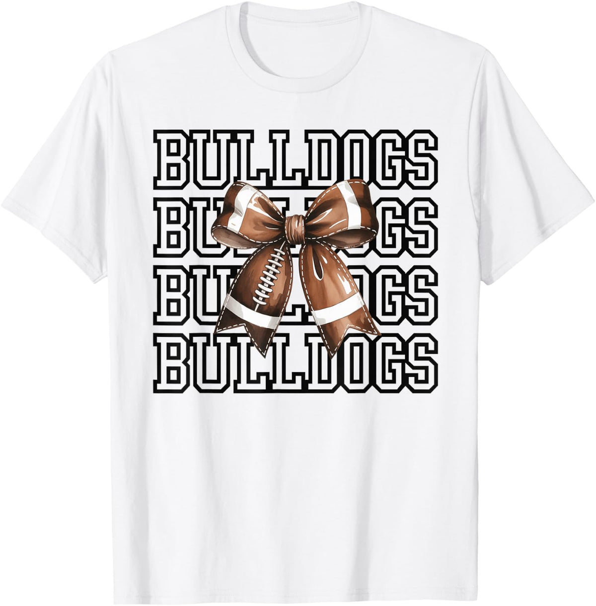 Bulldogs Football Mom Game Day Football Coquette Bow Mascot T-Shirt