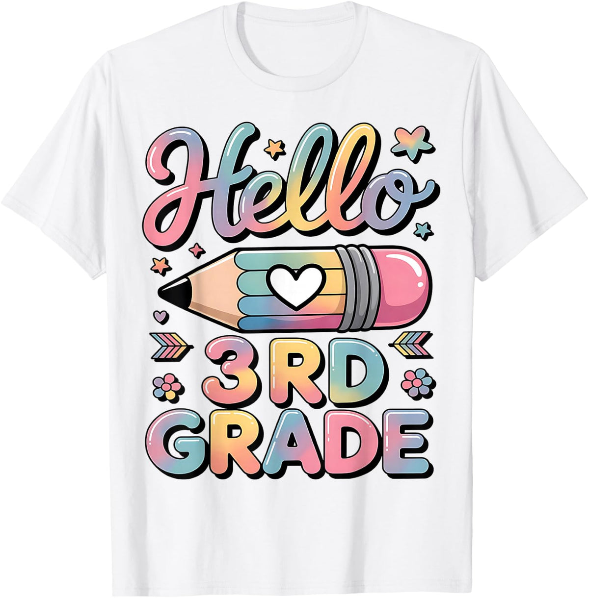 Girl Back to School Hello Third 3rd Grade Teacher T-Shirt