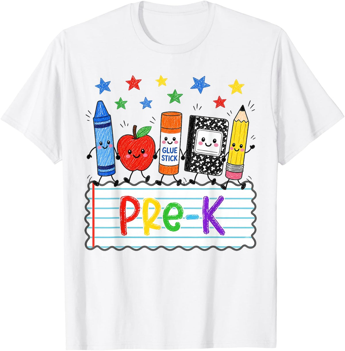 Cute Apple Pencil Book Back to School Pre-K Boy Girl T-Shirt