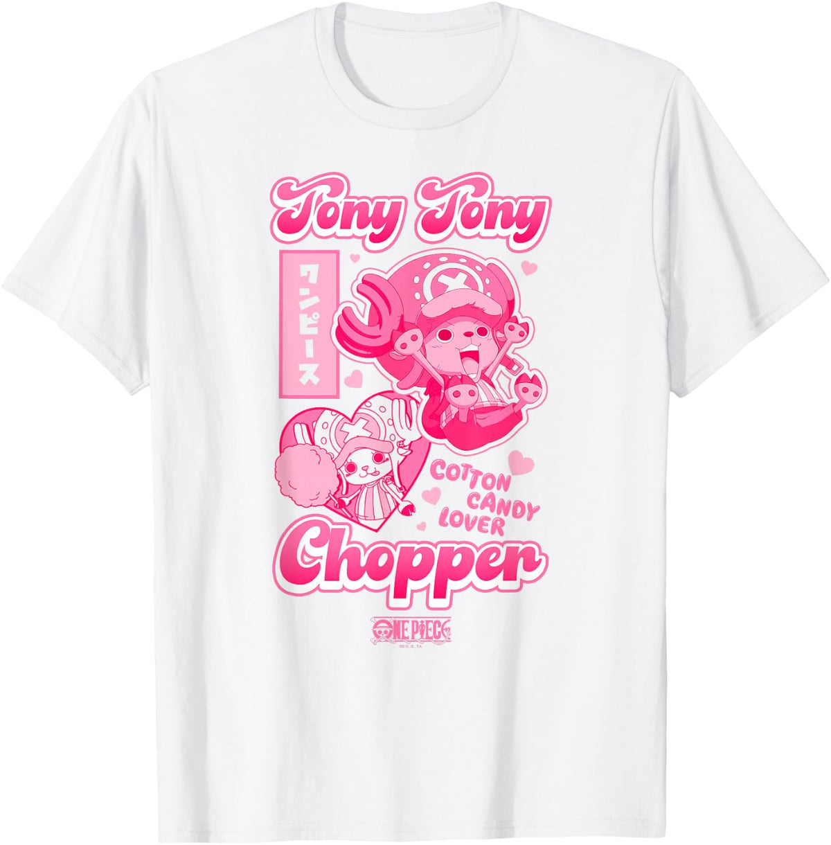 One Piece Anime Tony Tony Chopper Bright Pink Hearts T-Shirt