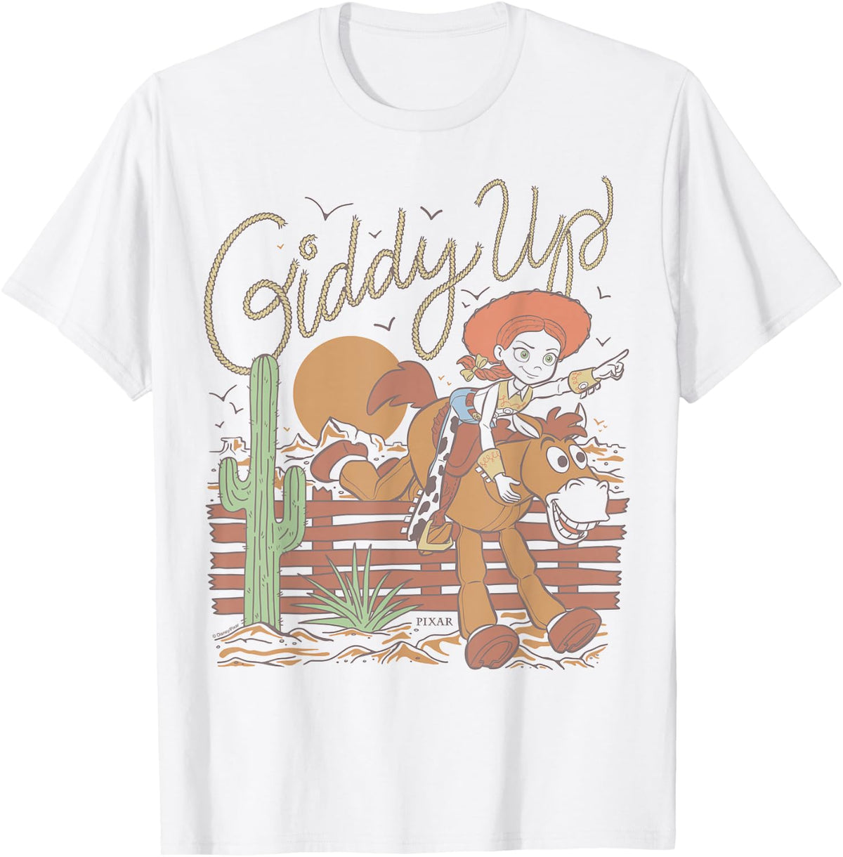 Disney Toy Story Jessie Riding Bullseye Giddy Up Western T-Shirt Tee