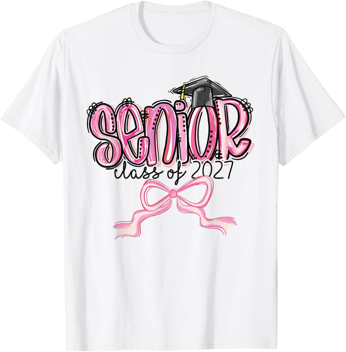 Senior Class of 2027 Coquette Pink Bow Graduation 2027 Girls T-Shirt