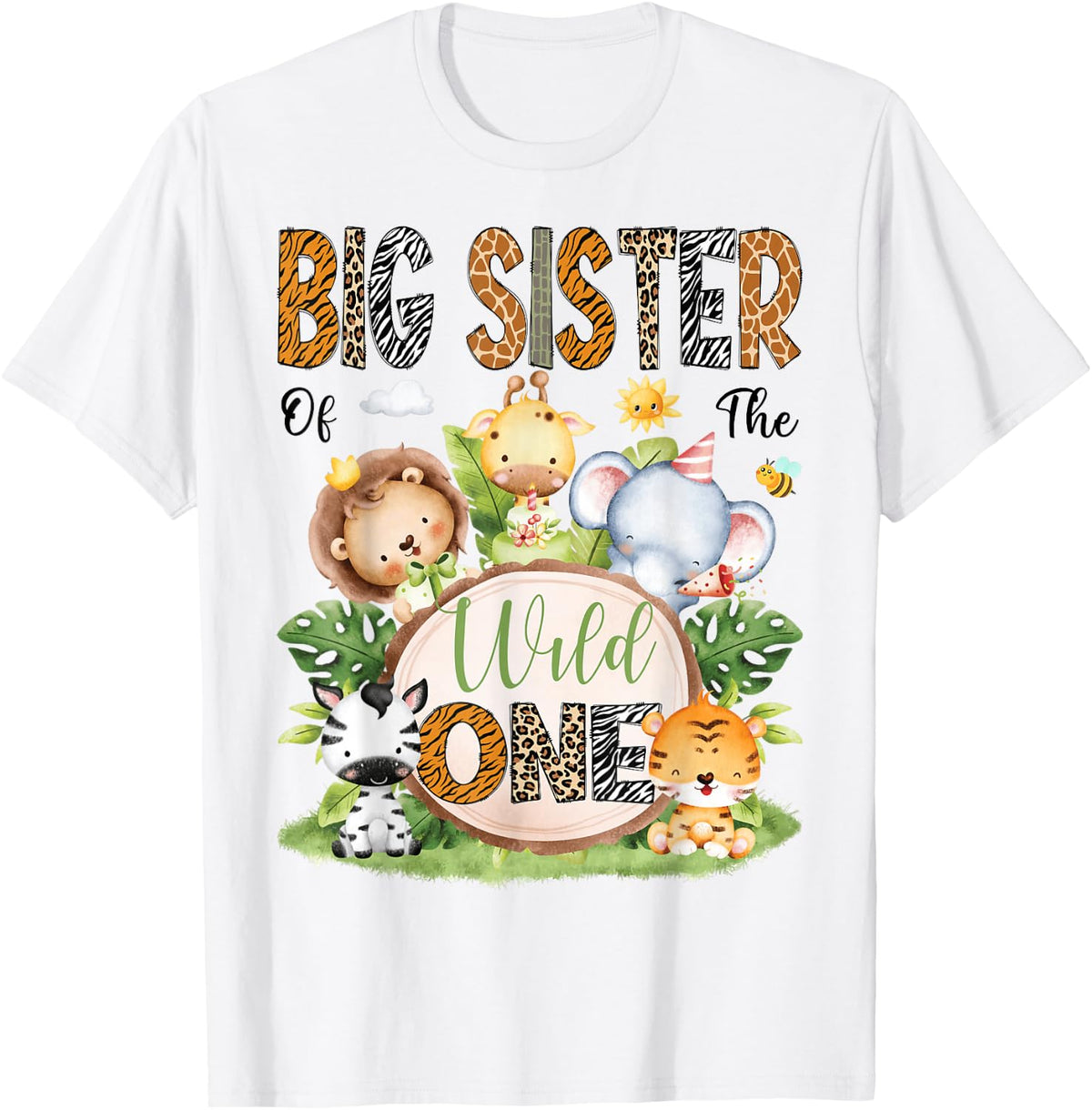 Big Sister of The Wild One Safari Jungle 1St Birthday Kids T-Shirt