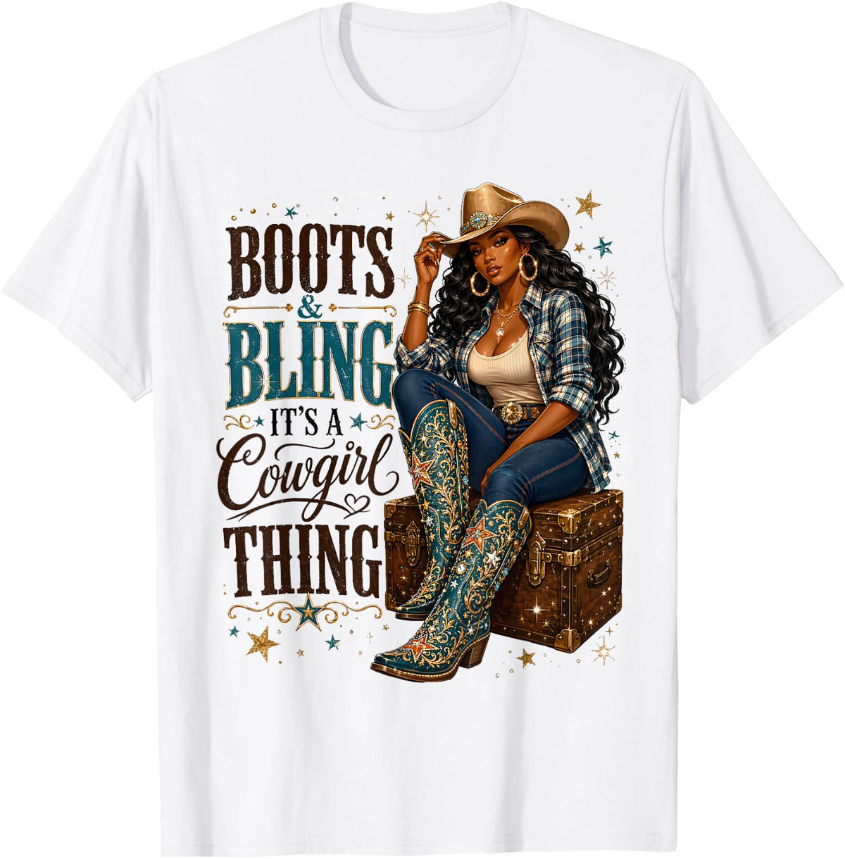 Boots and Bling It's Cowgirl Thing Western Country Melanin T-Shirt