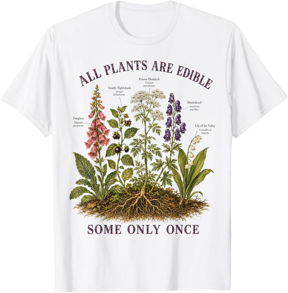 All Plants are Edible Some Only Once Funny Botany Gardening T-Shirt