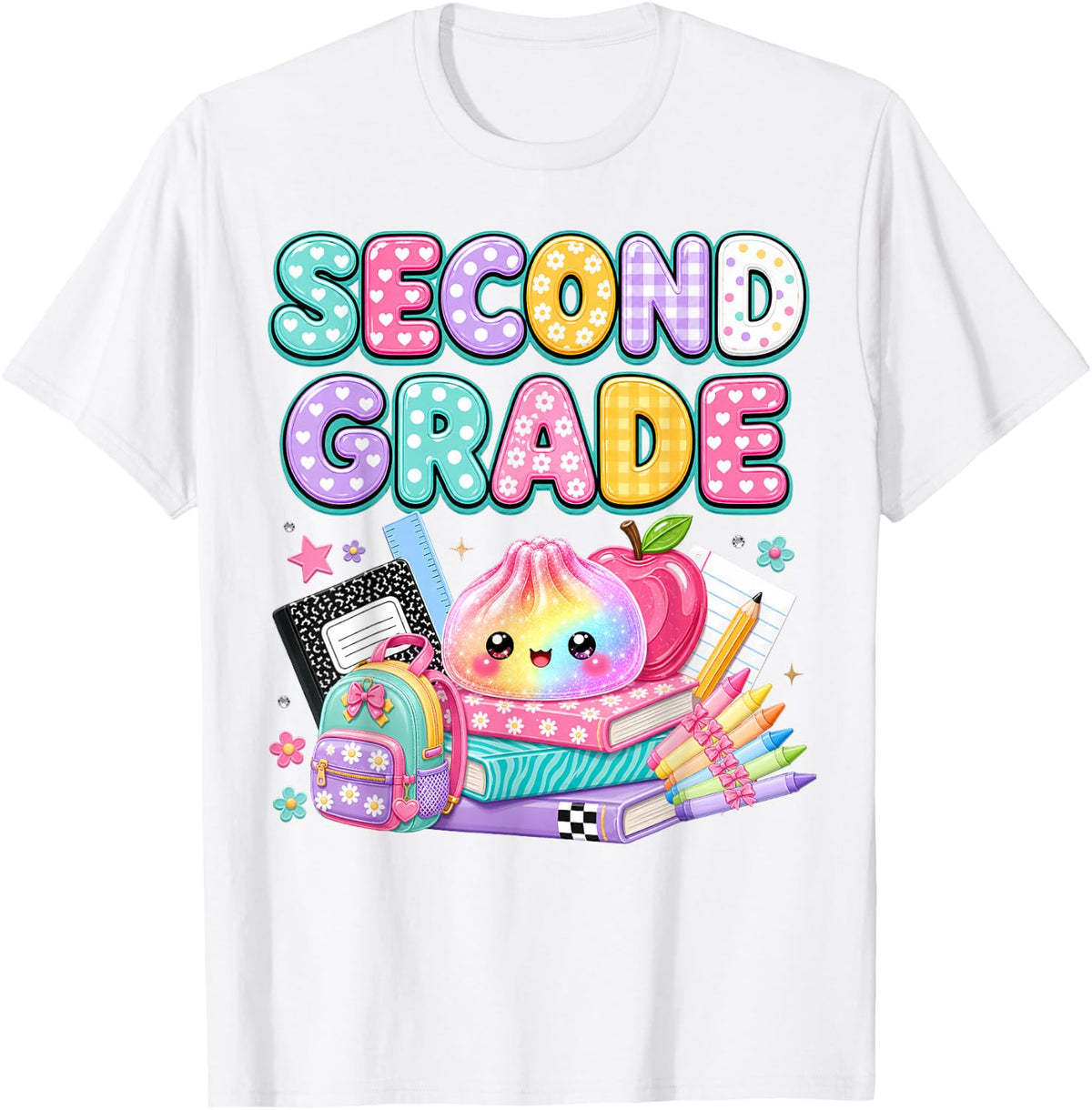 Kawaii Dumpling Cute Pastel First Day of Second Grade Girl T-Shirt
