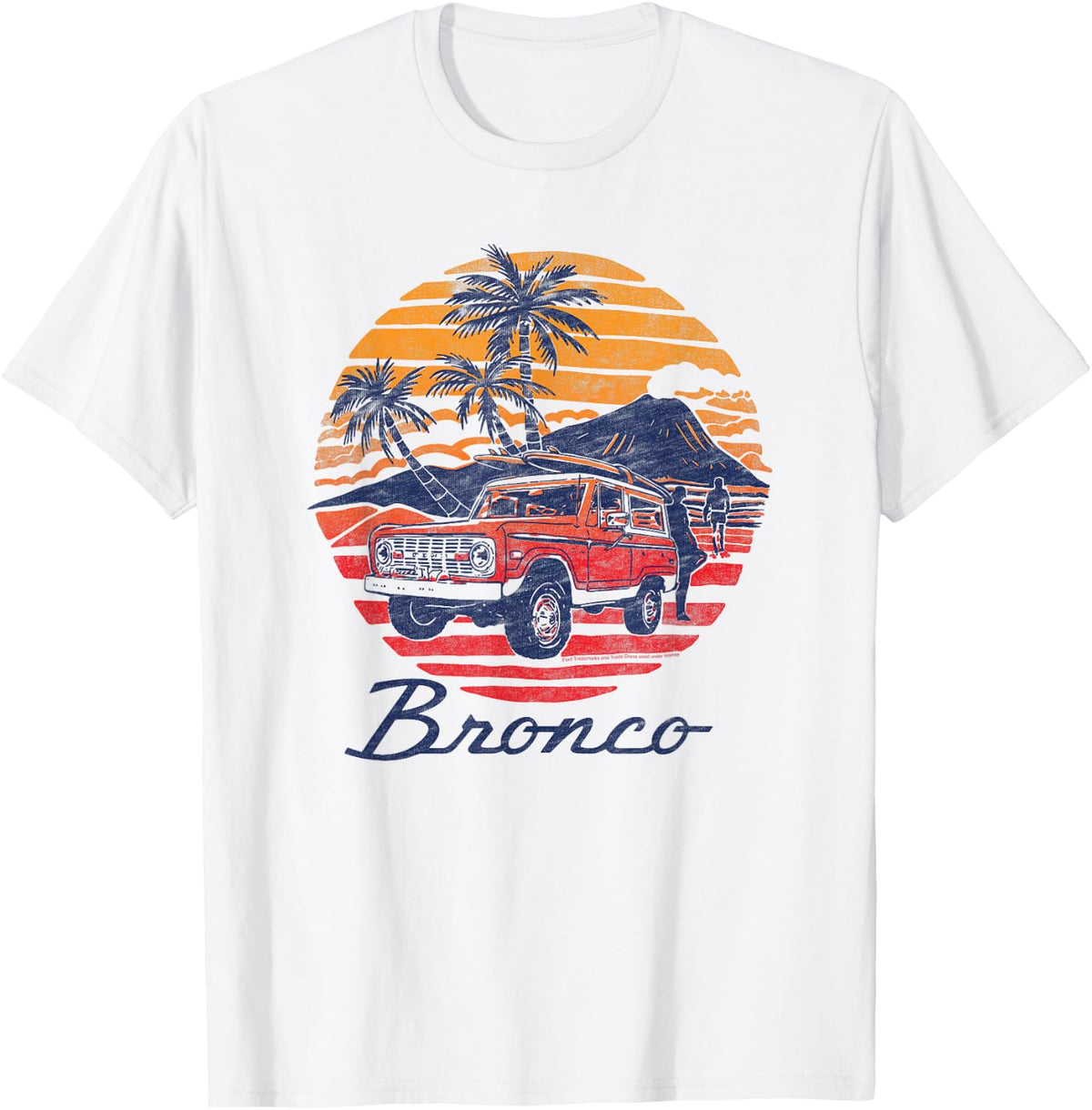 Ford - Bronco Retro Tropical Beach Sunset T-Shirt