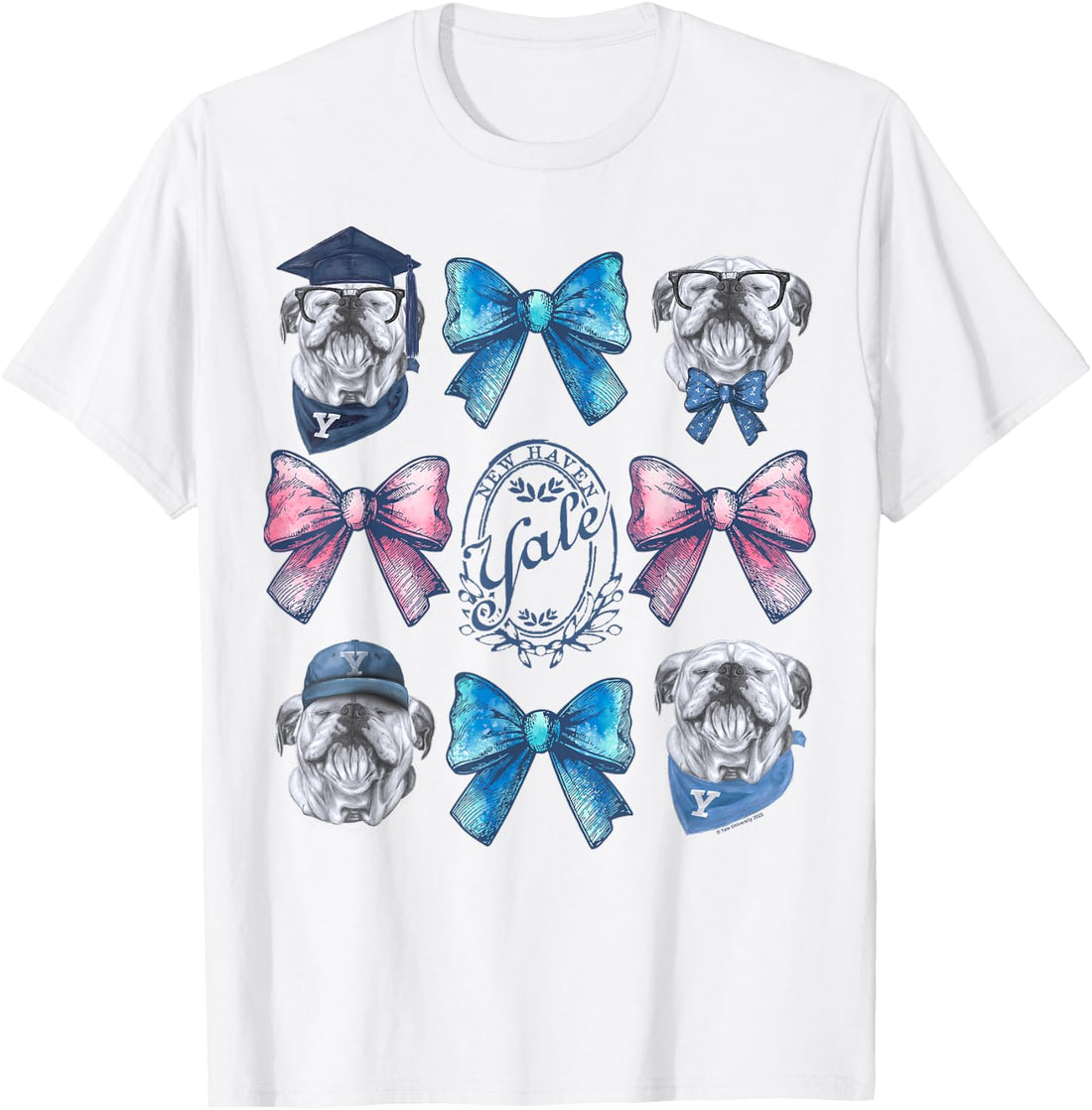 Yale University New Haven Yale Handsome Dan Grid of Bows T-Shirt