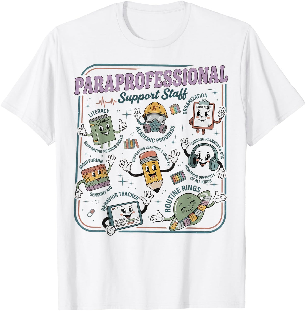 Retro Paraprofessional Support Staff para Teacher Assistant T-Shirt