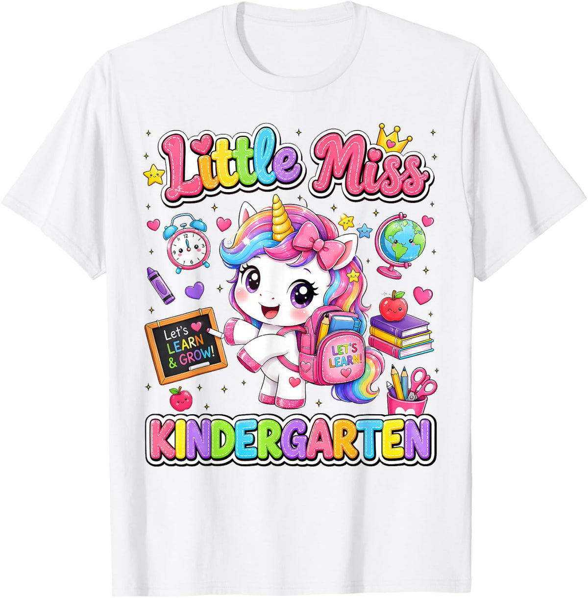 Little Miss Kindergarten Unicorn First Day of School Girls T-Shirt