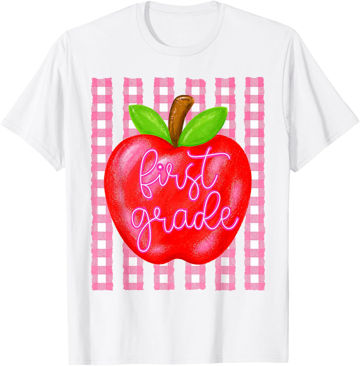 Striped Apple First Grade Back to School Teachers Kids T-Shirt