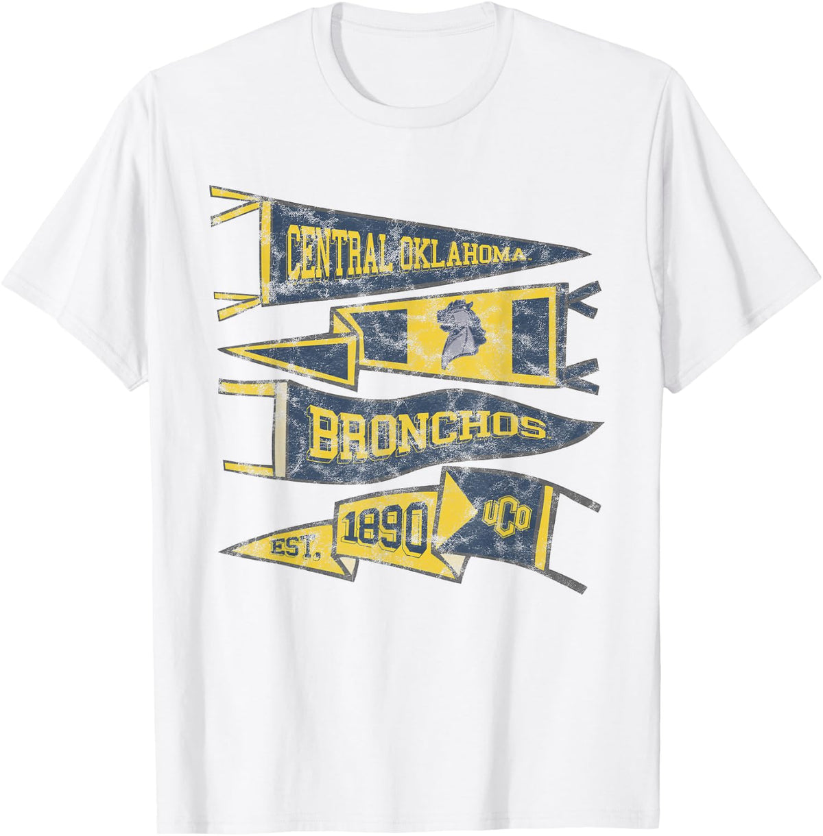 University of Central Oklahoma Bronchos Distressed Pennants T-Shirt