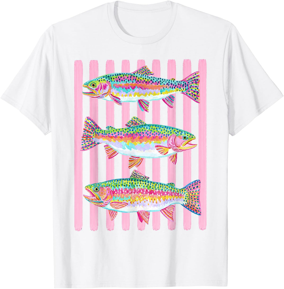 Colorful Rainbow Trout Preppy Summer Lake Life Fishing T-Shirt