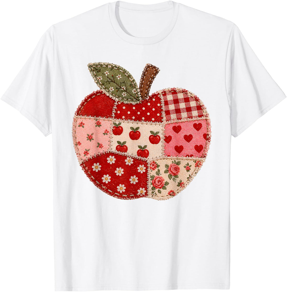 Cute Patchwork Preppy Apples Back to School Teacher Student T-Shirt