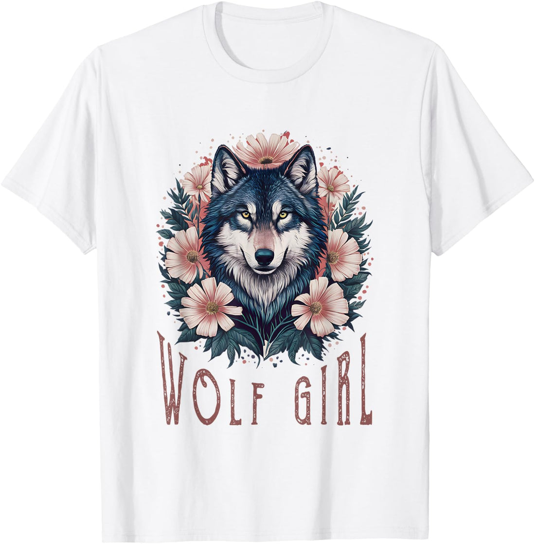 Wolf Girl Who Loves Wolves Women Youth Kids Floral Wolf T-Shirt