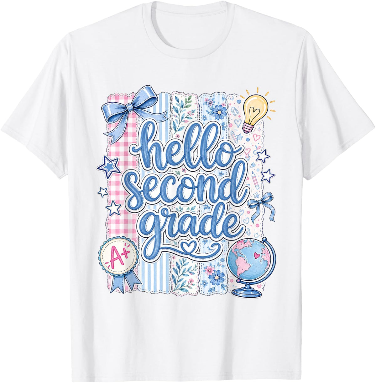 Hello Second Grade Stripes Teacher First Day of School T-Shirt