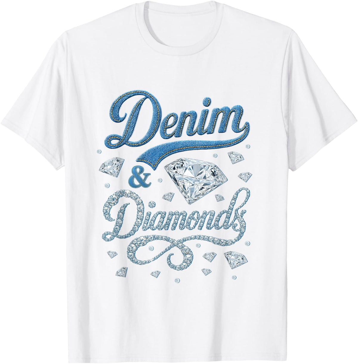 Denim and Diamonds Western Cowgirl Glam Style for Women Men T-Shirt