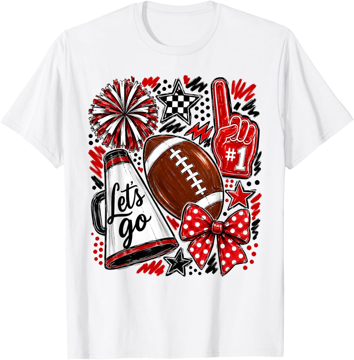 Red Game Day Team High School Football Cheer Mom T-Shirt