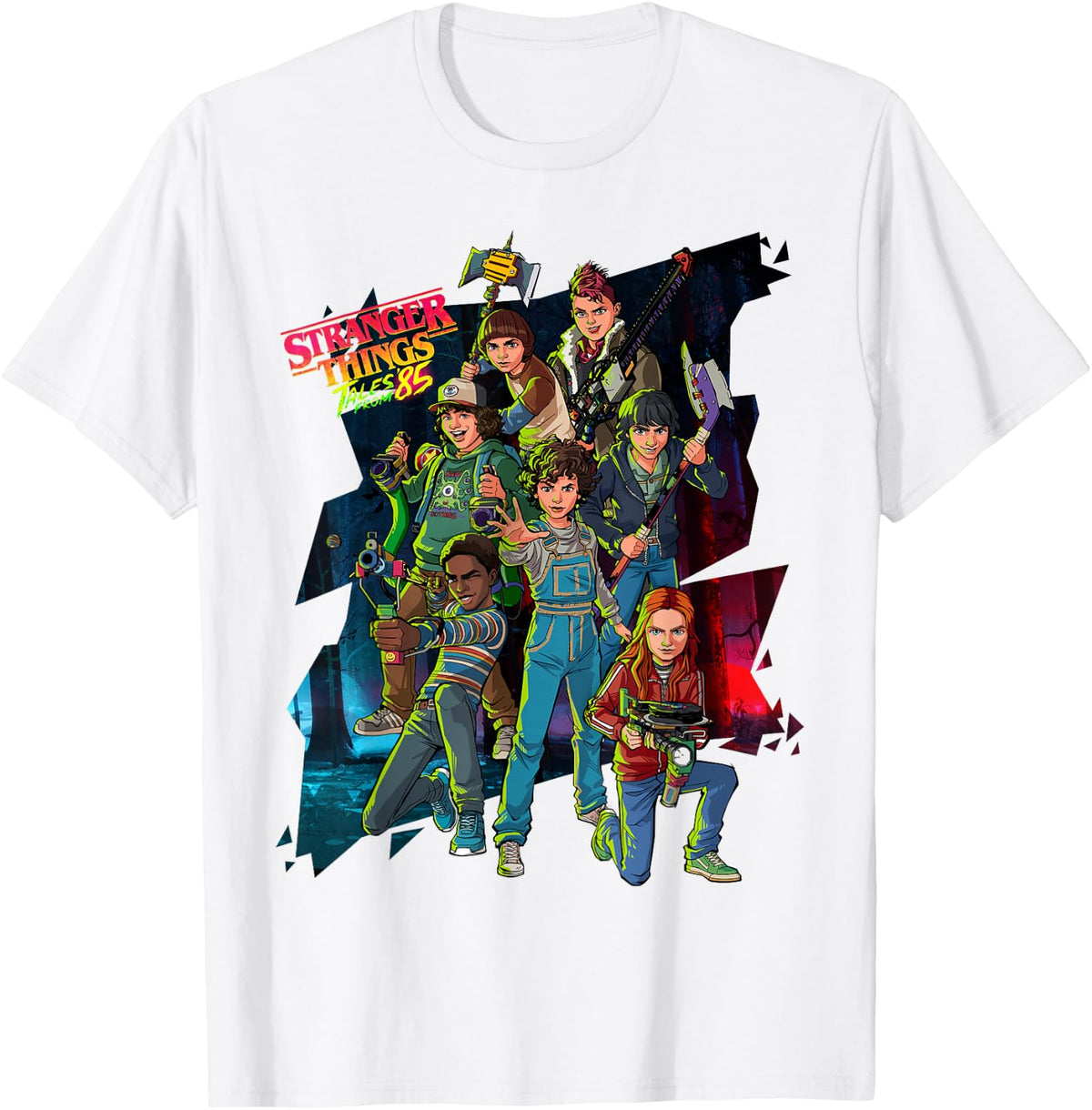 Stranger Things Tales from '85 Animated Character Group Shot T-Shirt