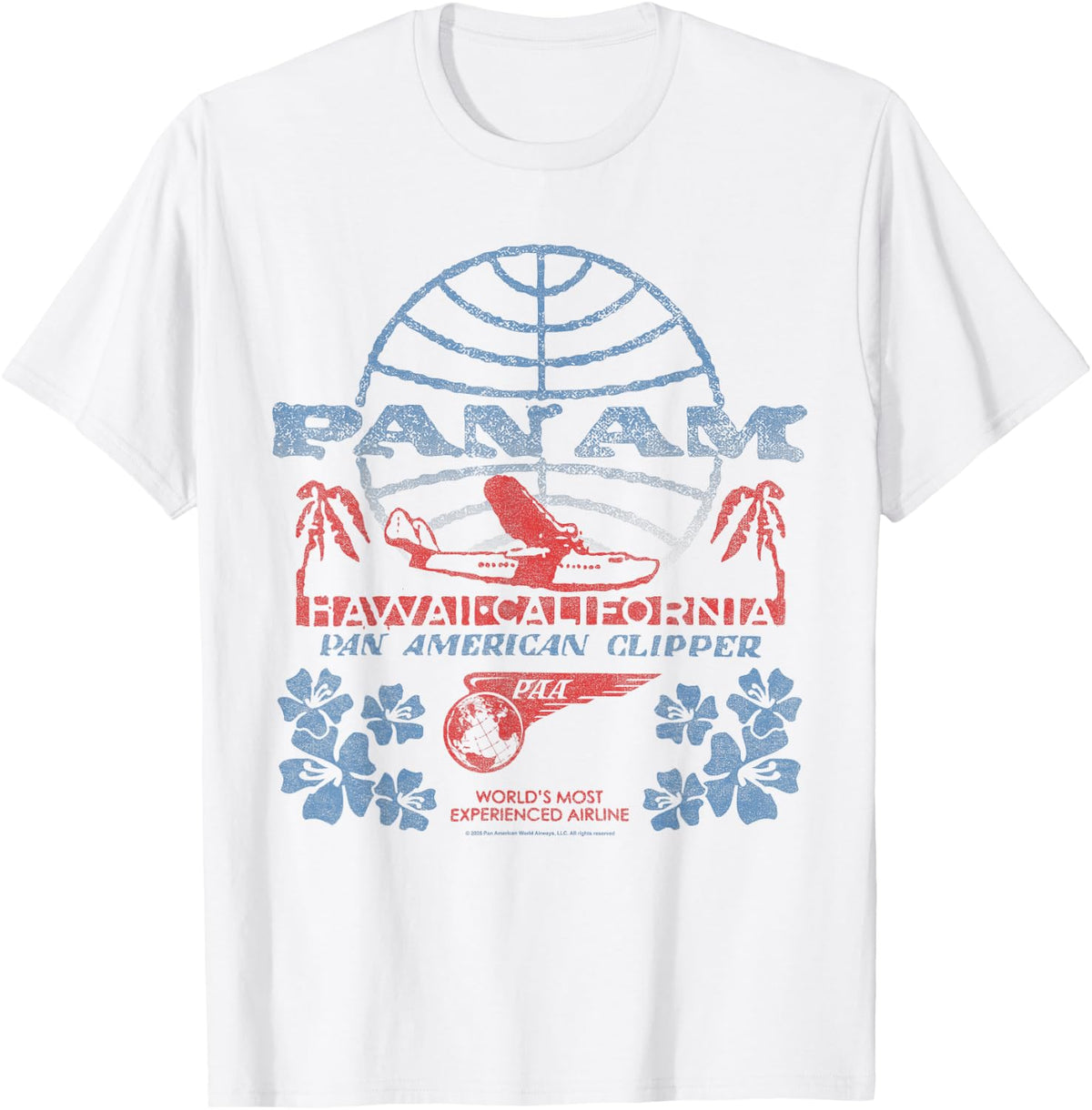Pan Am Clipper Hawaii to California Vintage Travel Ad T-Shirt