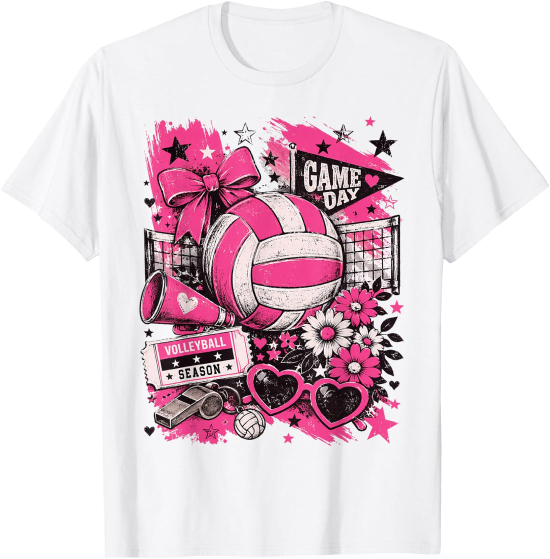 Volleyball Game Day Girls Volleyball Mom Pink T-Shirt