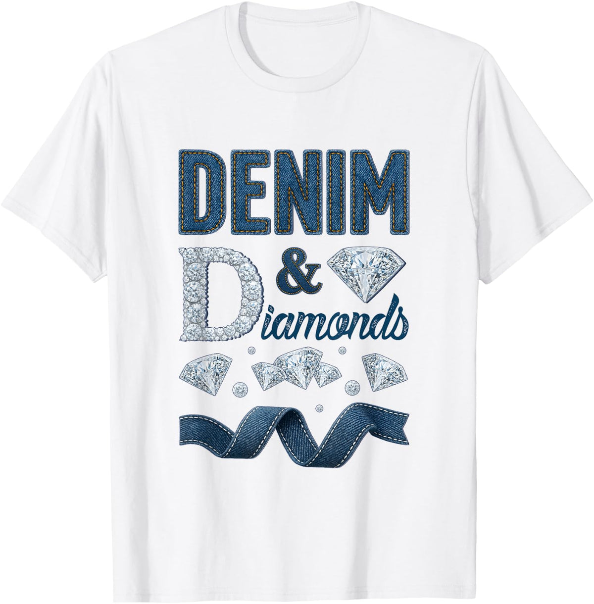 Denim and Diamonds Western Cowgirl Glam Style for Women Men T-Shirt