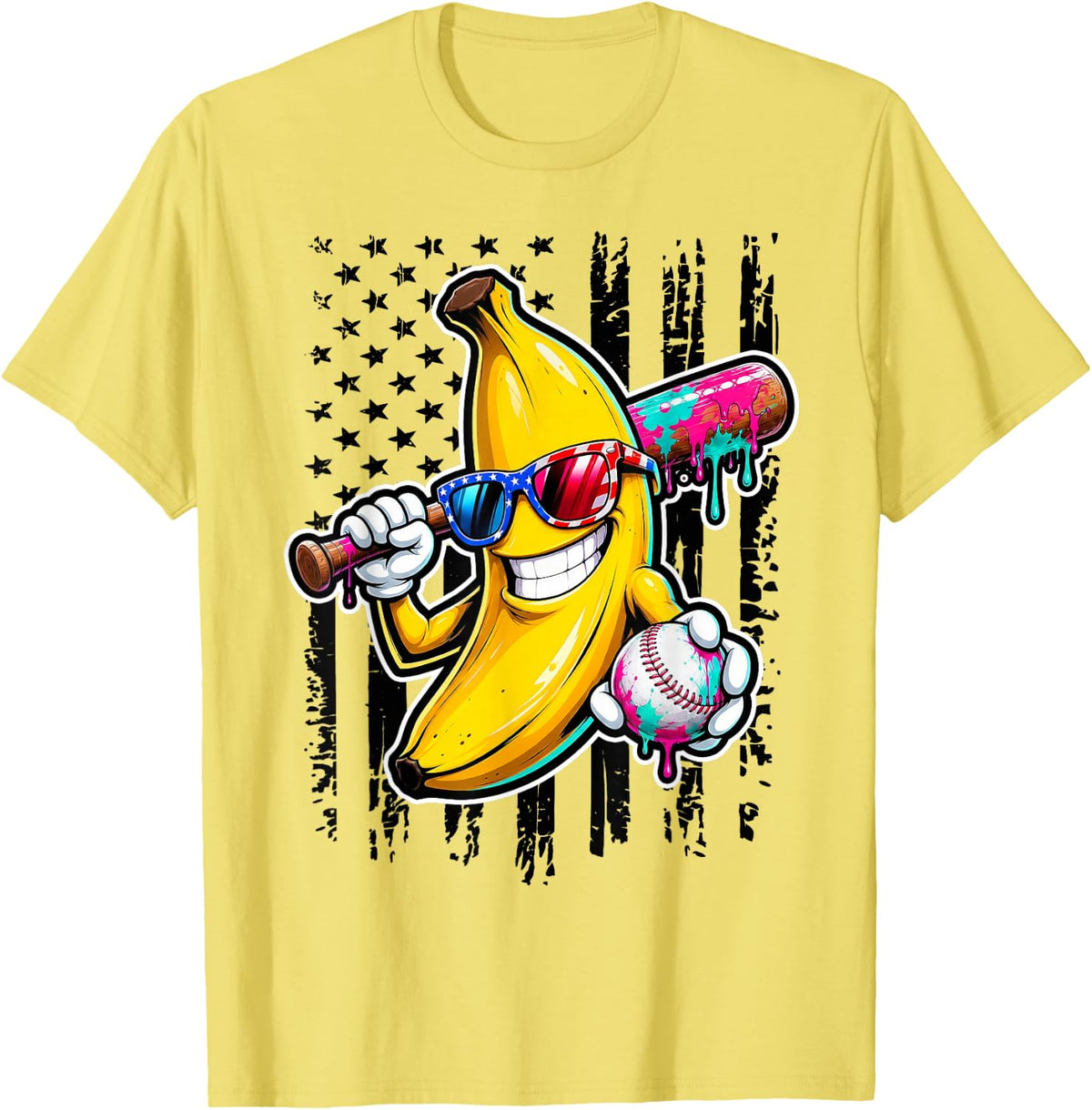 Graphic Banana Drip American Flag Kids Youth Boys Girls T-Shirt