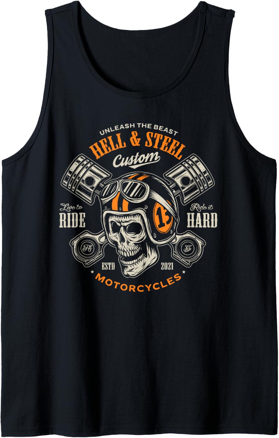 Motorcycle Skull and Piston Crossbones for Men Biker Tank Top