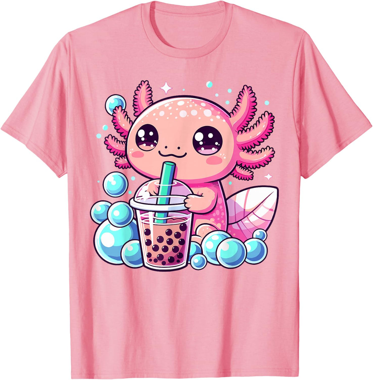 Axolotl Bubble Tea Boba Anime Kawaii Axolotl T-Shirt