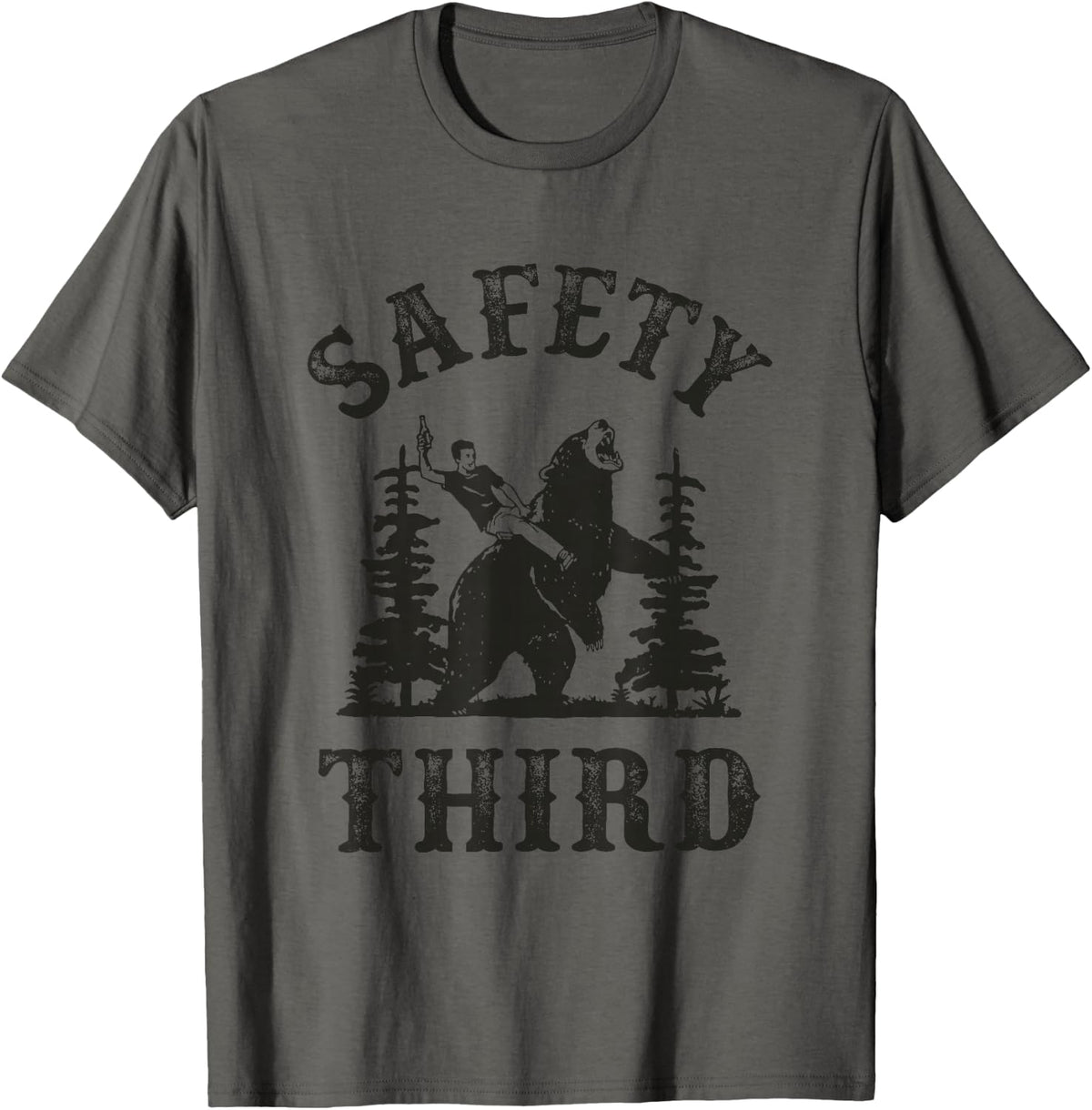 Safety Third Funny Cowboy Riding Bear Sarcastic Safety T-Shirt