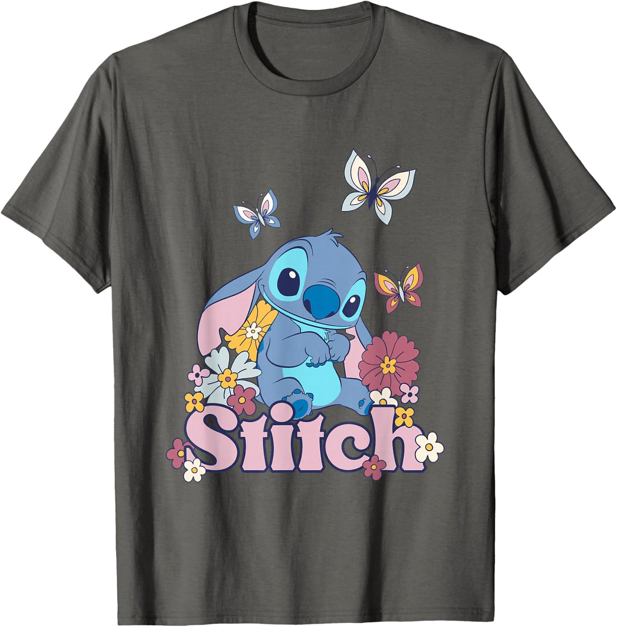 Disney Lilo & Stitch Stitch Floral Butterflies Spring Vibes T-Shirt