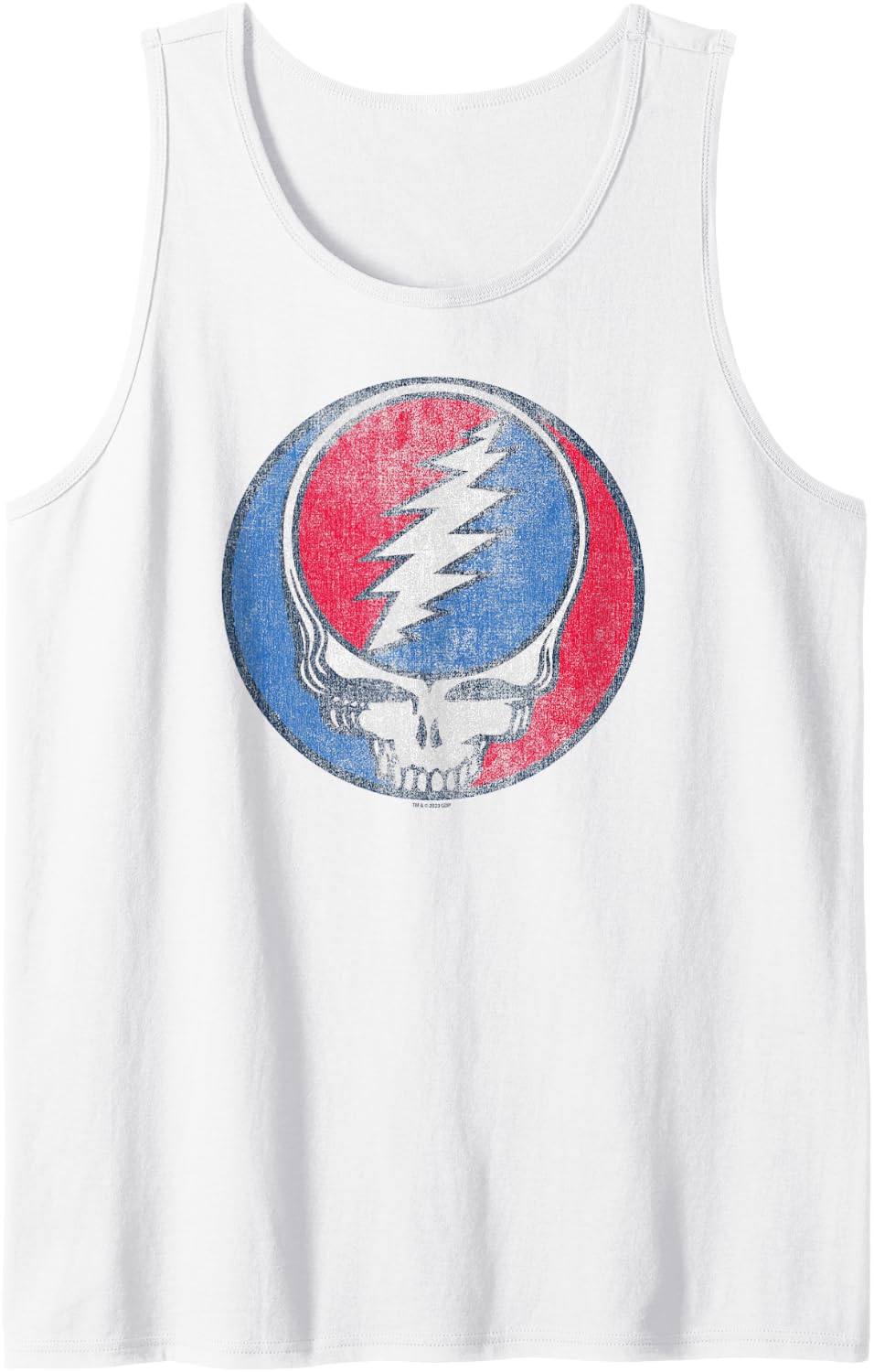 Mens Grateful Dead Distressed Steal Your Face Logo Vintage Band Tank Top