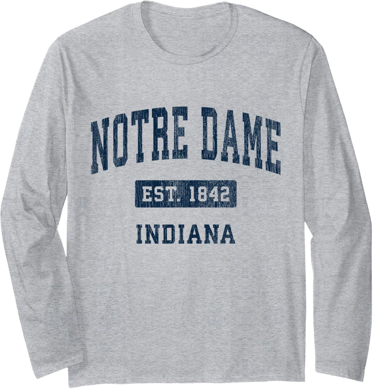 Notre Dame Indiana in Vintage Navy Style Sports Design Long Sleeve T-Shirt