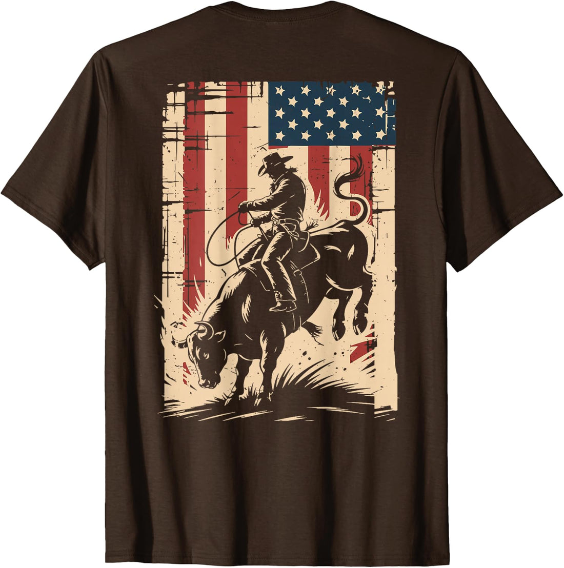 American Flag Bull Riding Cowboy Patriotic Rodeo Bull Rider T-Shirt