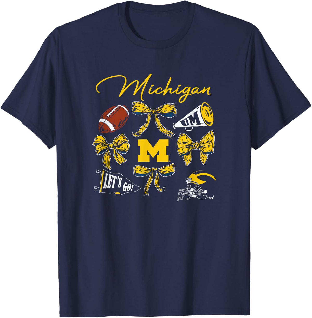 Michigan Wolverines Football Bow Navy Officially Licensed T-Shirt