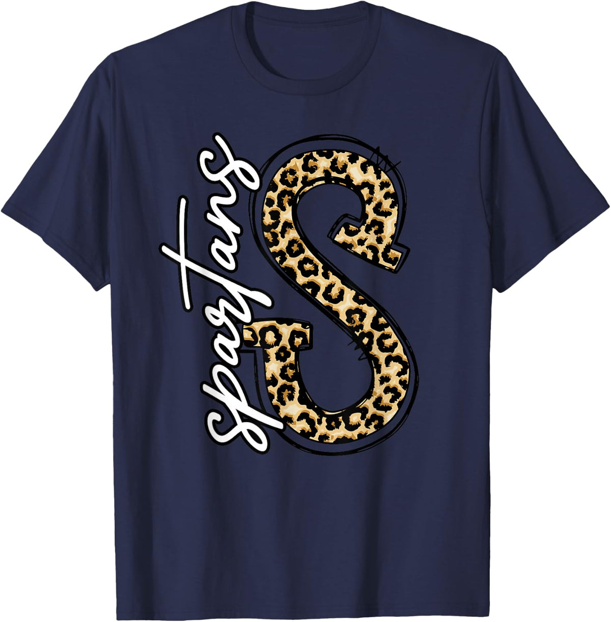 Spartans Leopard Print Letter School Spirit Mascot Spartan T-Shirt