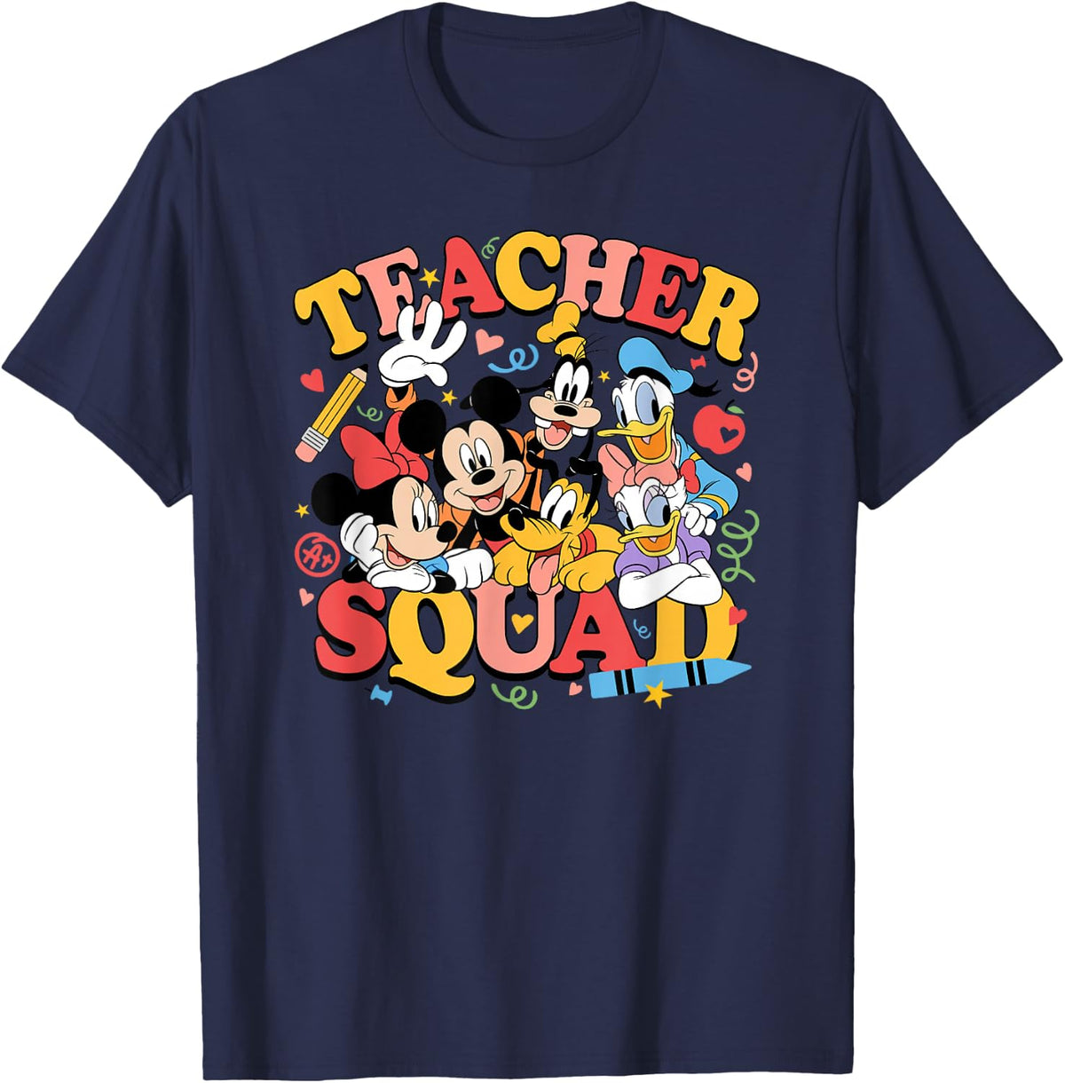 Disney Mickey and Friends Teacher Squad Cute Group Shot T-Shirt