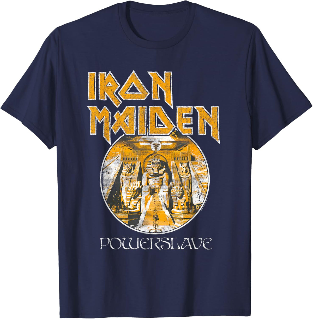 Iron Maiden Powerslave Circle Brown/Navy T-Shirt