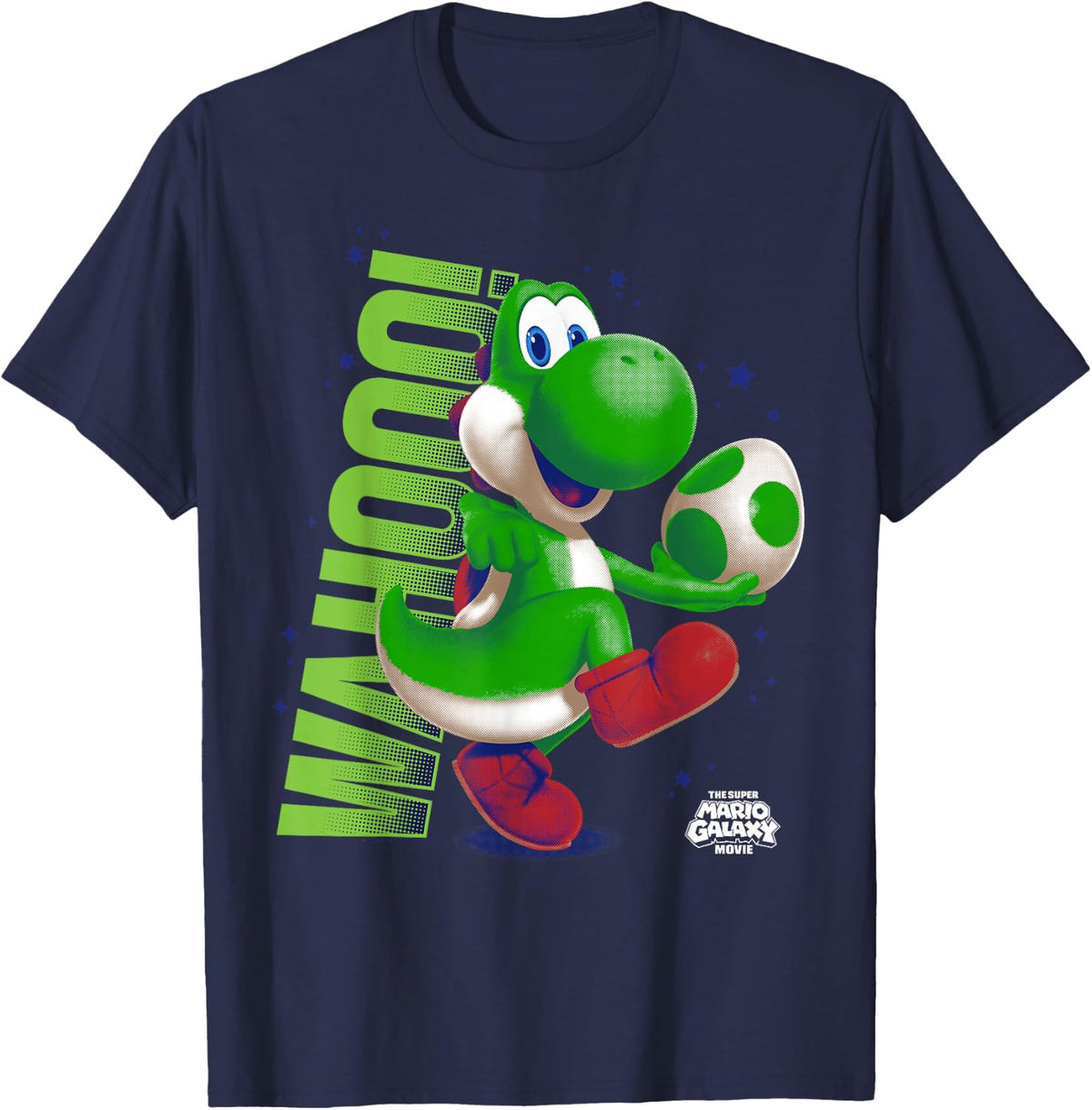 The Super Mario Bros. Movie Yoshi Action Pose Galaxy T Shirts and Tees for Men and Women