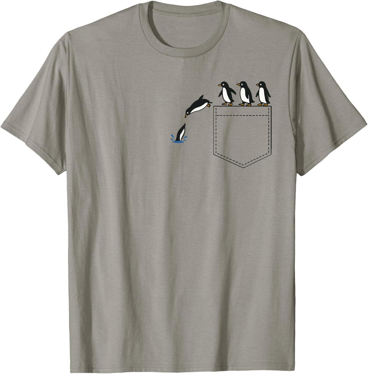 Funny Penguin Pocket Cute Diving Penguin Tee Animal Lover T-Shirt