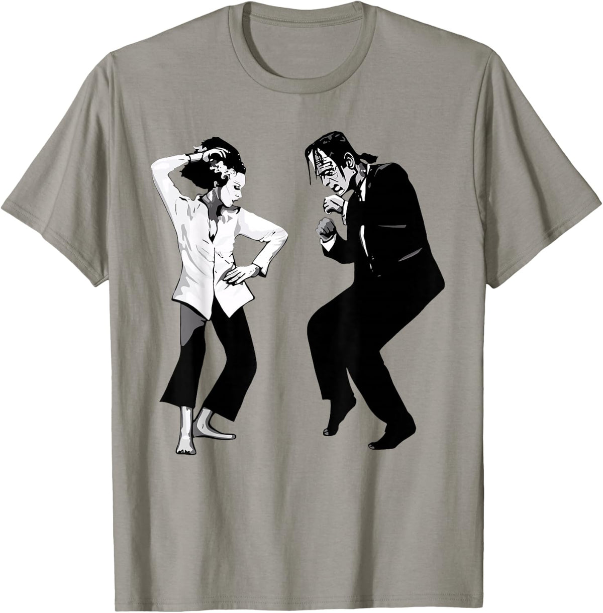 Retro Funny Frankenstein Monster and Bride Dancing Halloween T-Shirt